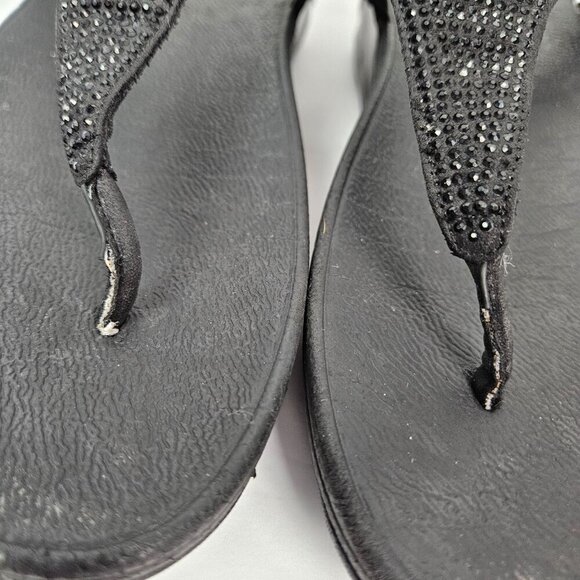 FitFlop LULU Crystal Toe-Post Platform Thong Comfort Sandal All Black 8 EJ8-090 - Picture 5 of 14